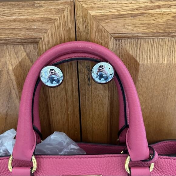 AUTHENTIC Prada $2,199 Vitello Daino Tote Begonia w/ Dustbag - Picture 4 of 11